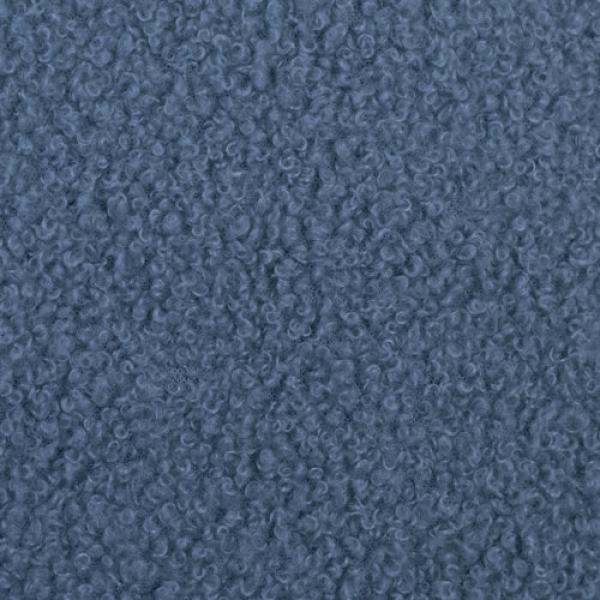 Teddy Plüsch Minky Bouclé in Rauchblau, Locken in Nahaufnahme